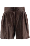 DOLCE & GABBANA LEATHER SHORT trousers,FTBYCLHULKF M0696 TESTA DI MORO