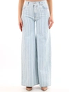Off-white Off White Striped Palazzo Pants In Light Blue