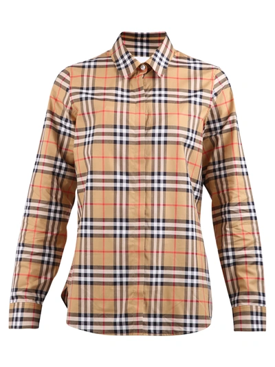 Burberry Checked Shirt In Beige