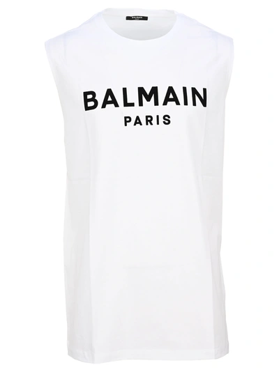 Balmain Velvet Logo T-shirt In White + Black