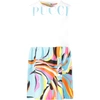 EMILIO PUCCI EMILIO PUCCI WHITE AND LIGHT BLUE GIRL DRESS WITH ICONIC PRINTS,9M1032 MX170100