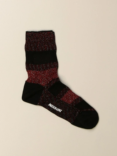 Missoni Socks In Lurex Knit With Bands In Red