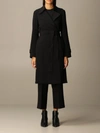 THEORY COAT IN CR&ECIRC;PE DRESSING GOWN WITH BELT,J0709411 001