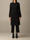Theory Coat In Cr&ecirc;pe Dressing Gown With Belt In Black