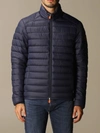 Save The Duck Giga Waterproof Faux Shearling Lined Puffer Jacket In Blue