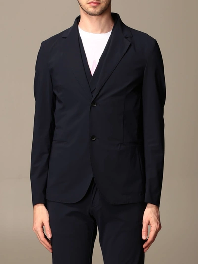 Hydrogen Single-breasted Jacket In Ultra Light Stretch Fabric In Navy