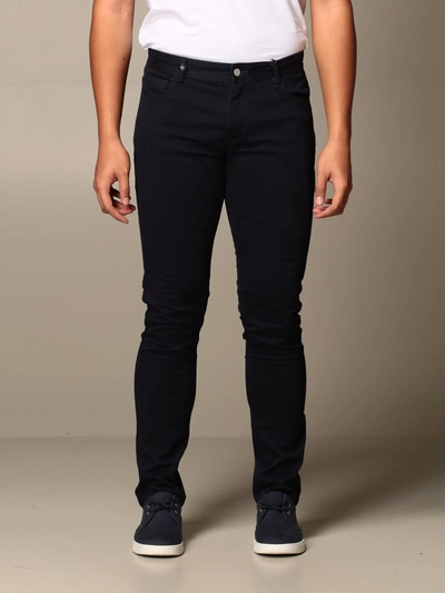 Armani Collezioni Armani Exchange Trousers 5 Slim Stretch Cotton Pockets In Blue
