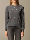 Emporio Armani Sweater With Embroidered Monogram In Grey