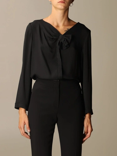 Emporio Armani Shirt In Silk Blend In Black
