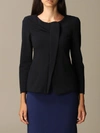 Emporio Armani Jacquard Jersey Jumper With A Geometric Pattern In Blue