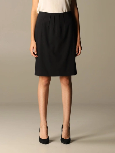 Emporio Armani Skirt In Wool And Viscose Blend In Black