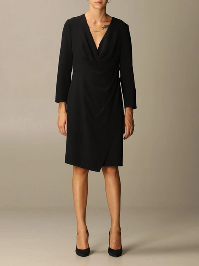 Emporio Armani Dress In Cr&ecirc;pe With Drapery In Black