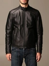 DONDUP LEATHER JACKET WITH ZIP AND BUCKLE,11672359