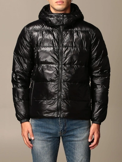 Museum Glossy Down Jacket With Hood In Black