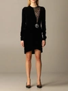 N°21 N° 21 Dress Mini Velvet With Insert And Brooch In Black