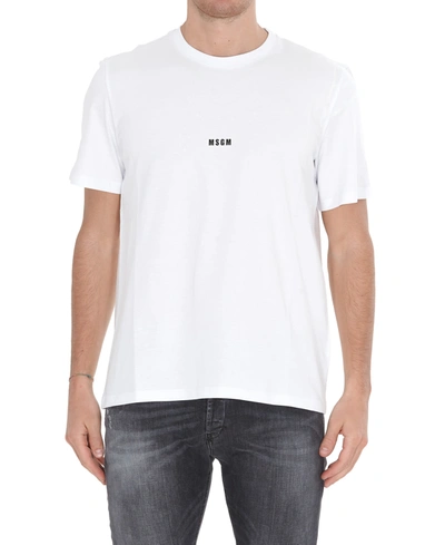 Msgm Micro Logo Tshirt In Bianco