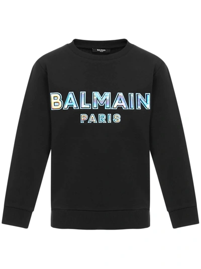 Balmain Paris Kids Sweatshirt In Nero Celeste