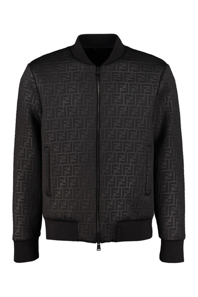 Fendi All Over Logo Motif Jacket In Black