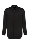 Saint Laurent Leopard Jacquard Silk Shirt In Black