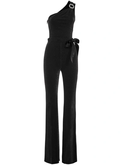 Azzaro Lurex Jersey Long Jumpsuit In Black