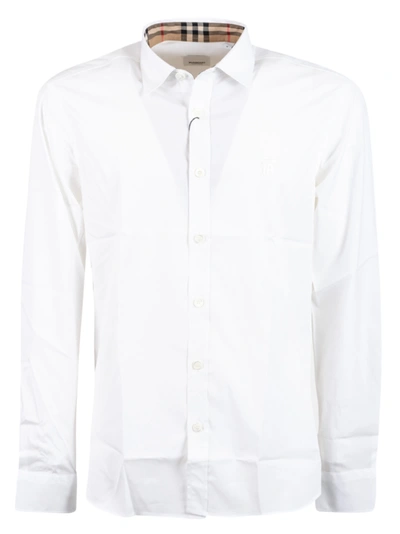 Burberry Checked Collar Shirt In White