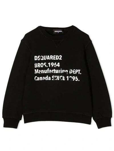 Dsquared2 Kids' Printed Cotton Sweatshirt In Nero