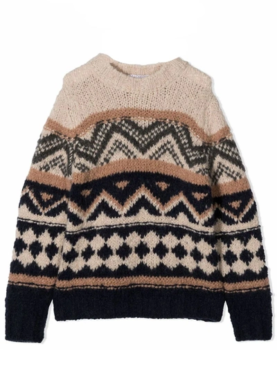Brunello Cucinelli Kids' Boy's Fair Isle Alpaca-cashmere Sweater In Fantasia