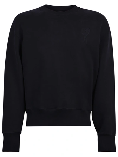 Ami Alexandre Mattiussi Logo Embro Boxy Cotton Jersey Sweatshirt In Black