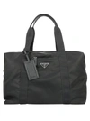 PRADA LOGO BLACK WEEKEND BAG,11467376