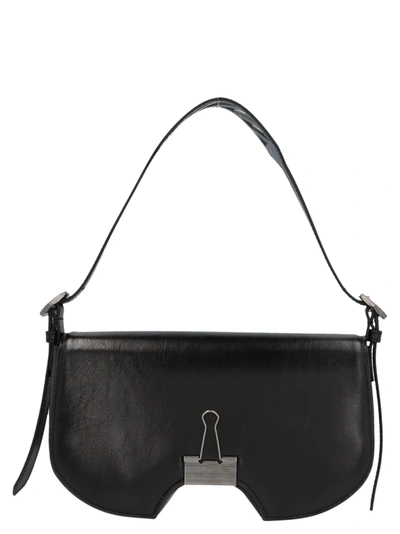 Off-white Leather Swiss Flap Shoulder Bag In Black
