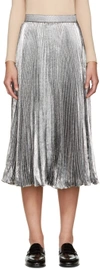 Christopher Kane Silver Metallic Pleated Skirt