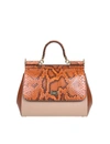 DOLCE & GABBANA SICILY HANDBAG IN LEATHER WITH PYTHON PRINT,11616225