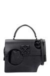 OFF-WHITE HOLE JITNES 2.8 HAND BAG IN BLACK LEATHER,11633871