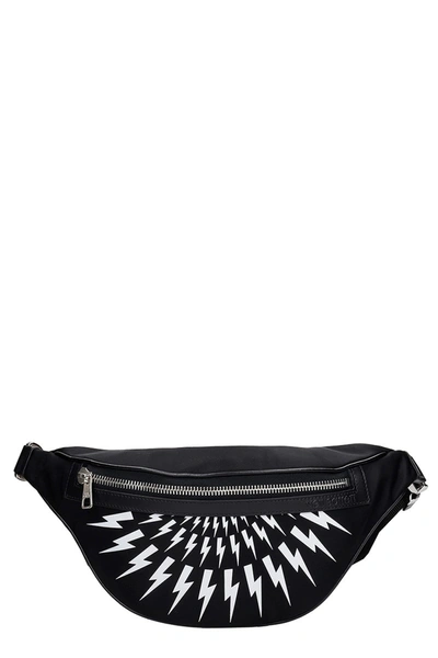 Neil Barrett Thunderbolt Waist Bag In Black Nylon