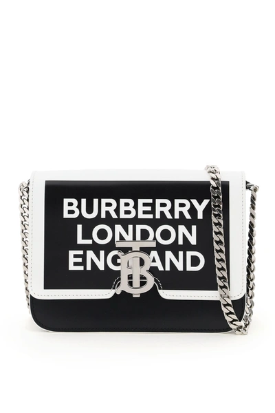 Burberry Crossbody Tb Logo Print Bag In White,black