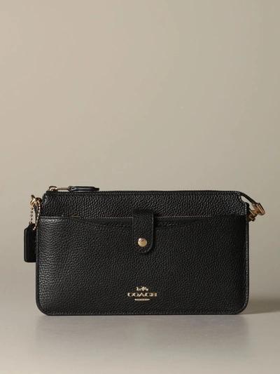 Coach Shoulder Bag In Textured Leather In Black