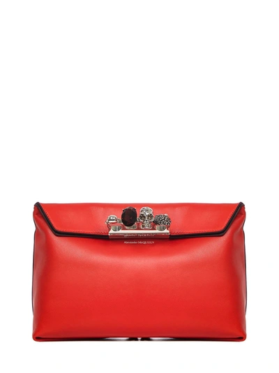 Alexander Mcqueen Four Ring Clutch Bag In Red