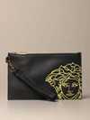 VERSACE CLUTCH BAG IN GRAINED LEATHER WITH MEDUSA,11673171