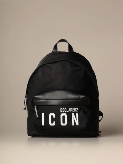 Dsquared2 Nylon Backpack With Icon Logo In Black