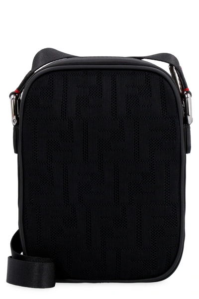 Fendi Leather And Nylon Messenger Bag In Black