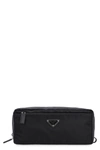 PRADA LEATHER DETAILS NYLON WASHBAG,11687292