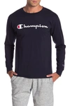 Champion Logo Print Long Sleeve T-shirt In Navy