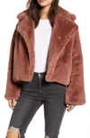 Bb Dakota Big Time Faux Fur Jacket In Rose Taupe