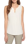 Nic + Zoe Keyhole Crepe Tank Top In Bone