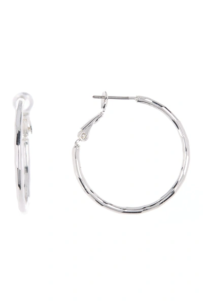 14th & Union 30mm Textured Hoop Earrings In Rhodium