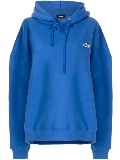 We11 Done Printed Logo Cotton Sweatshirt Hoodie In Blue