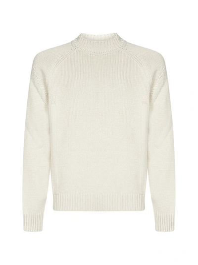 Jacquemus Virgin Wool Blend Knit Sweater W/ Scarf In White