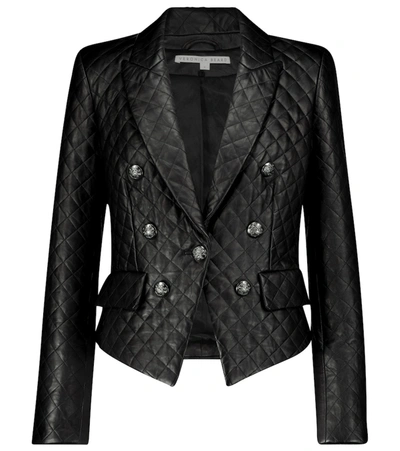 Veronica Beard Cooke Quilted Lambskin Leather Dickey Jacket In Black