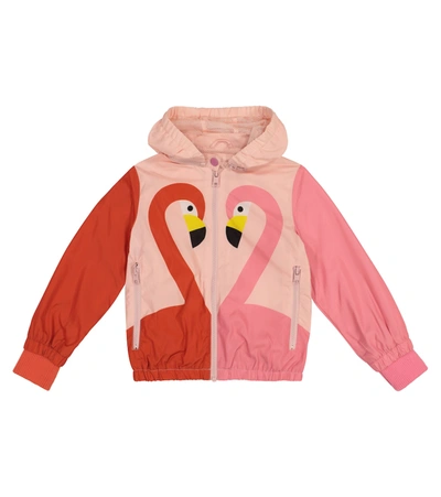 Stella Mccartney Kids' Flamingo Print Recycled Polyester Jacket In Rose