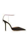 Jimmy Choo Black Black 85 Mm Saeda Decollete Heels In Black Crystal